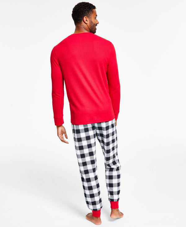 Family Pajamas Mens Matching Lightweight Thermal Waffle Buffalo Check Mix It Pajama Set