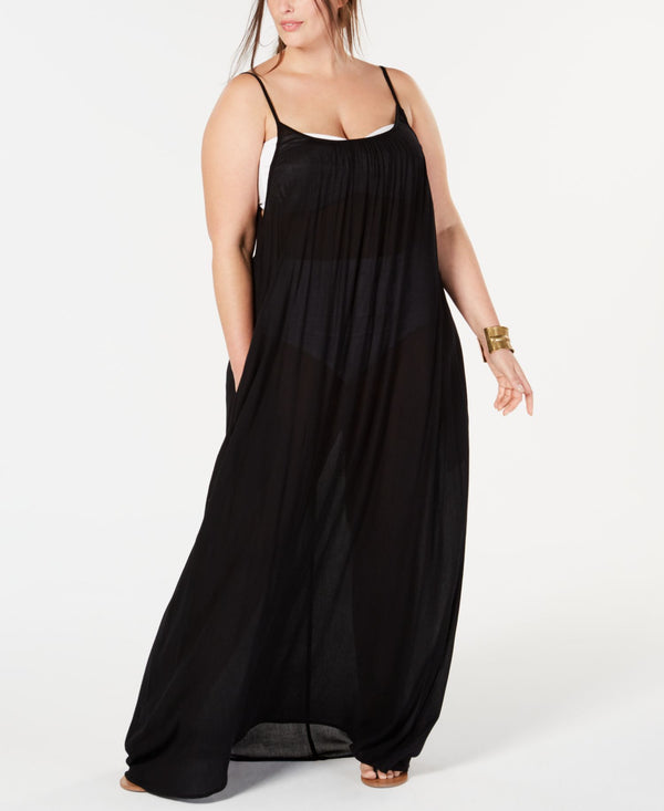Raviya Womens Plus Size Lace Trim Maxi Cover Up