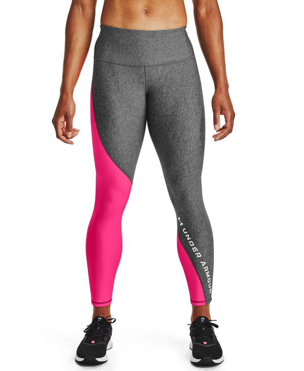 Under Armour Womens HeatGear Colorblocked Compression Leggings,Charcoal Light Heather/Ceris/White,X-Small