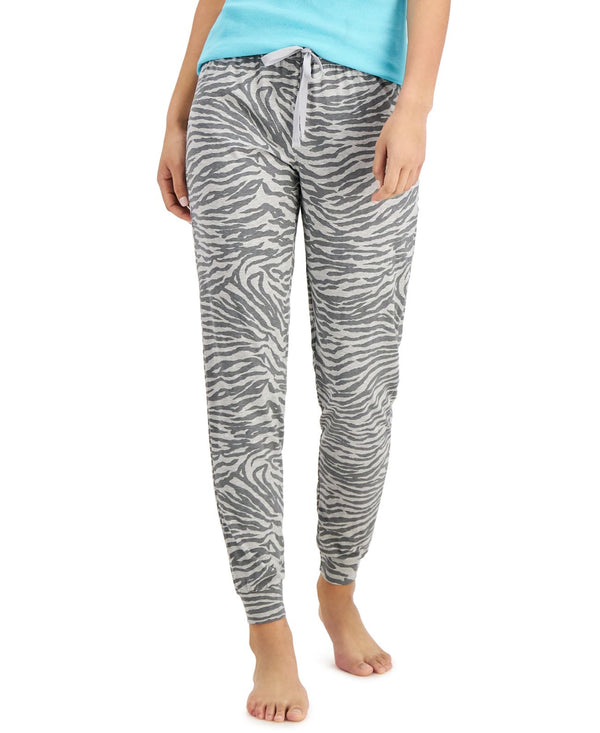 Jenni Womens Printed Jogger Pajama Pants,Zebra Grey,Small
