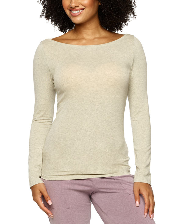 Felina Womens Long Sleeve T-Shirt,Pebble,X-Large