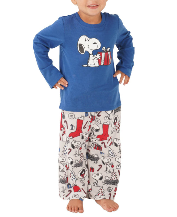 Munki Munki Toddler Snoopy Holiday Family Printed Pajama Top