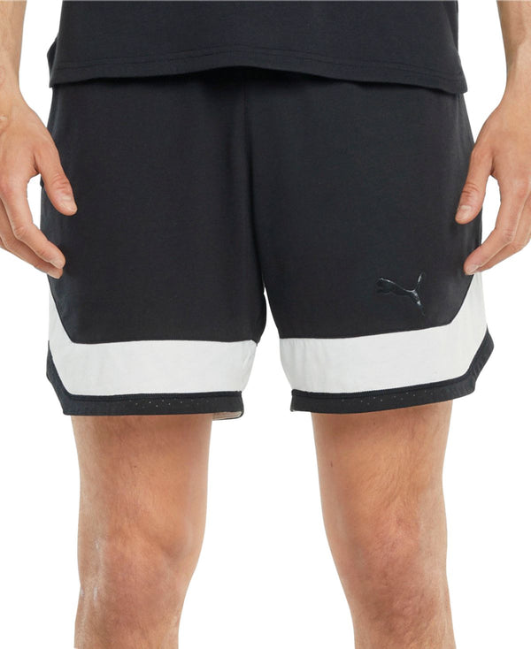 PUMA Mens Train Vent Moisture-Wicking Colorblocked Shorts,Black,Large