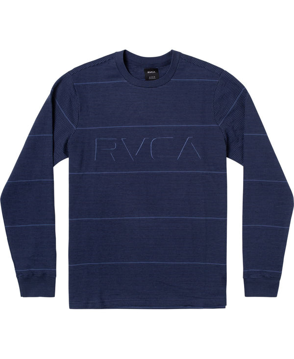 RVCA Mens Spent Stripe Long Sleeve Knit T-shirt,Moody Blue,X-Large
