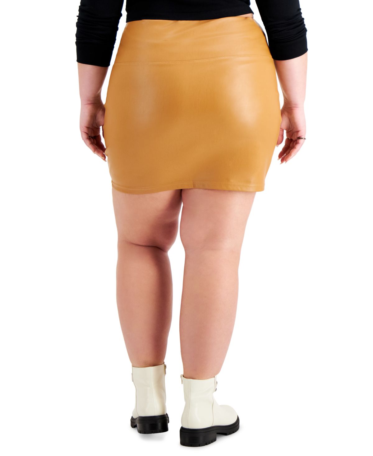 Tinseltown Womens Trendy Plus Size Faux-Leather Mini Skirt