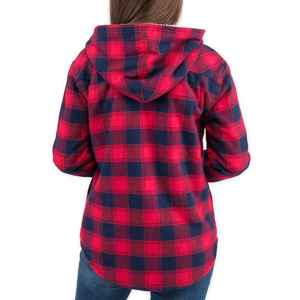 Boston Traders Womens Sherpa Lined Flannel Hooded Jacket
