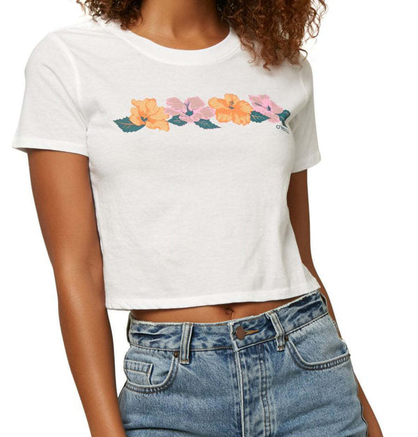 O'Neill Juniors Hibiscus Cotton Cropped T-Shirt