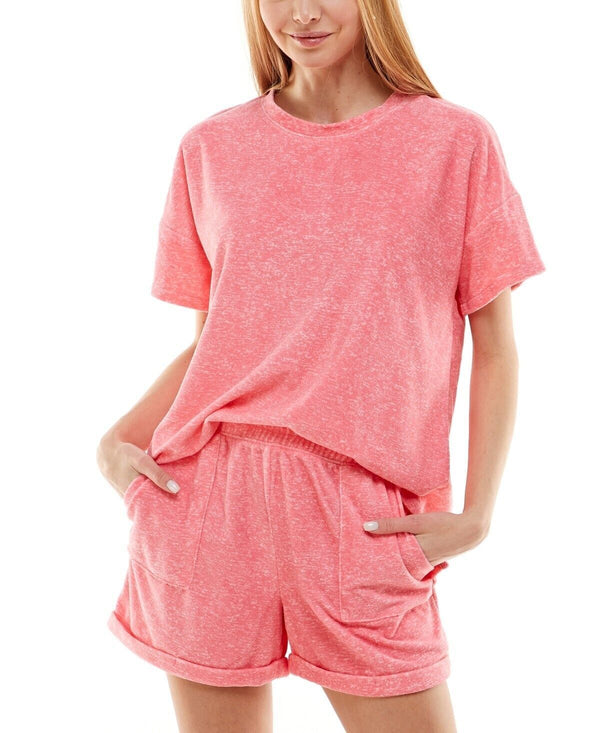 Roudelain Womens Soft Terry Cloth T-Shirt & Shorts Set