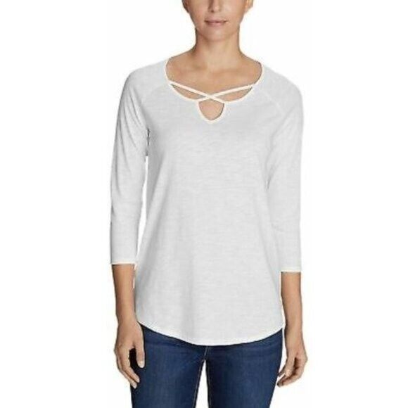 Eddie Bauer Womens Gate Check 3/4-Sleeve Cross-Front Tunic