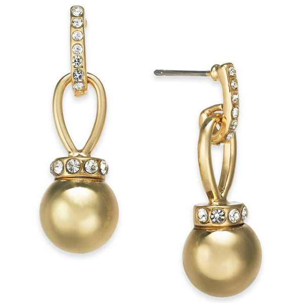 allbrand365 designer brand Imitation Pearl and Pave Drop Earrings Womens
