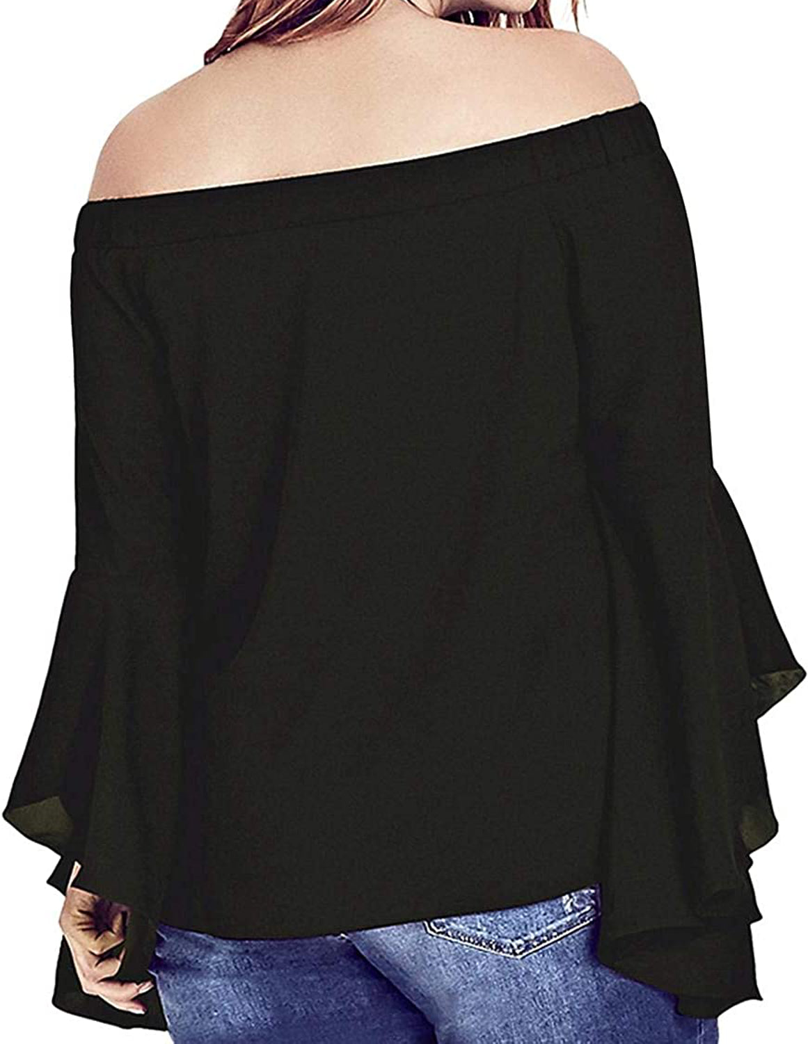 City Chic Womens Off The Shoulder Ruffled Sleeves Casual Top
