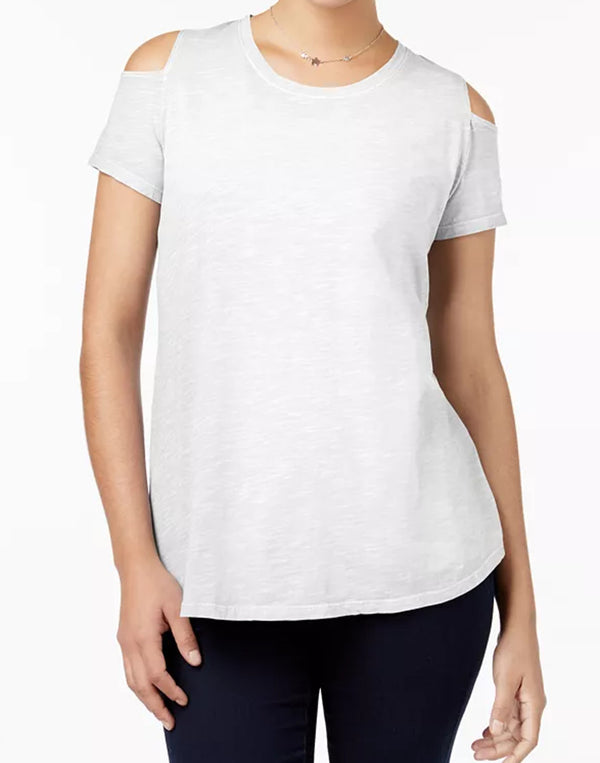 Style & Co Womens Cotton Cold Shoulder T-Shirt