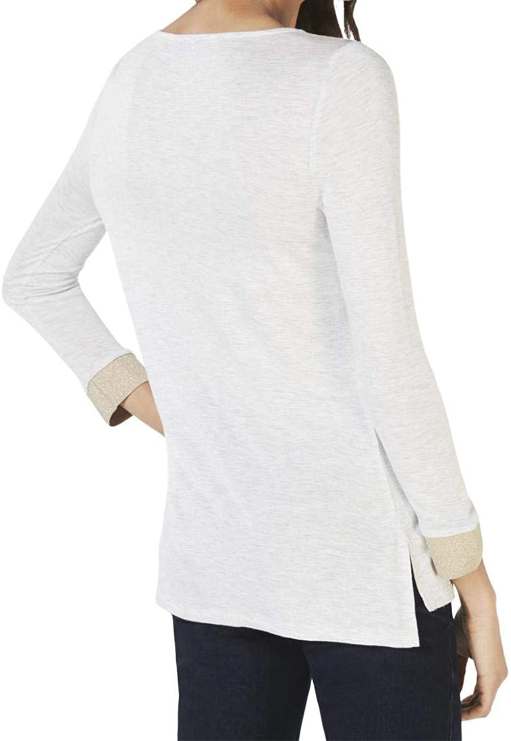 INC International Concepts Womens Shimmer Sleeve Long Sleeve Top