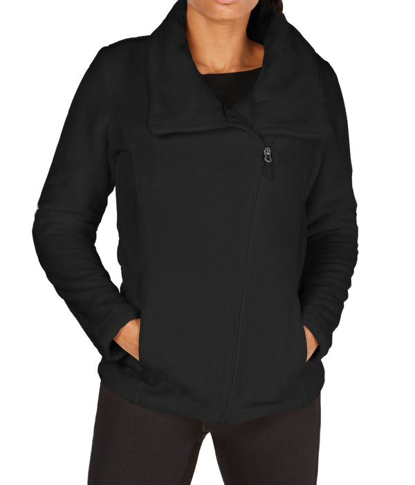 Ideology Womens Asymmetrical Zip Fleece Jacket