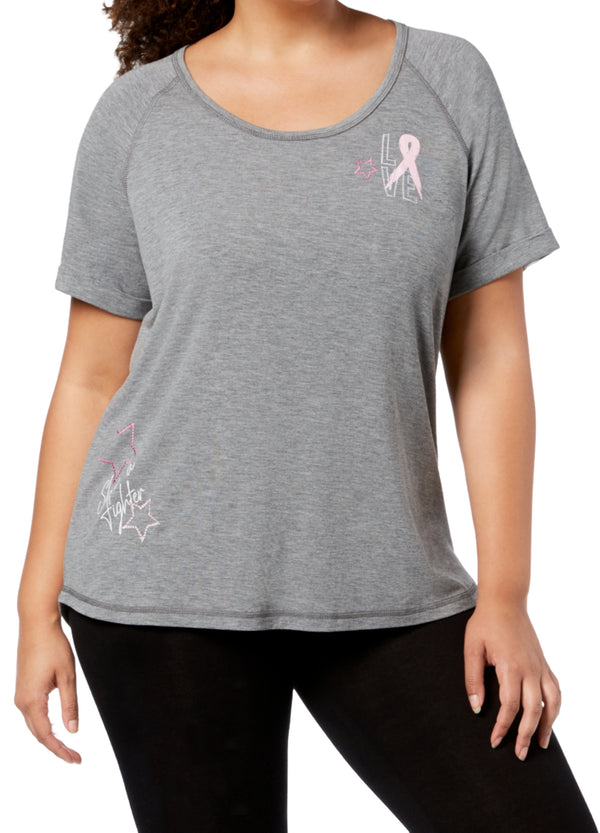 Ideology Womens Breast Cancer Research Foundation Ribbon Plus Size T-Shirt