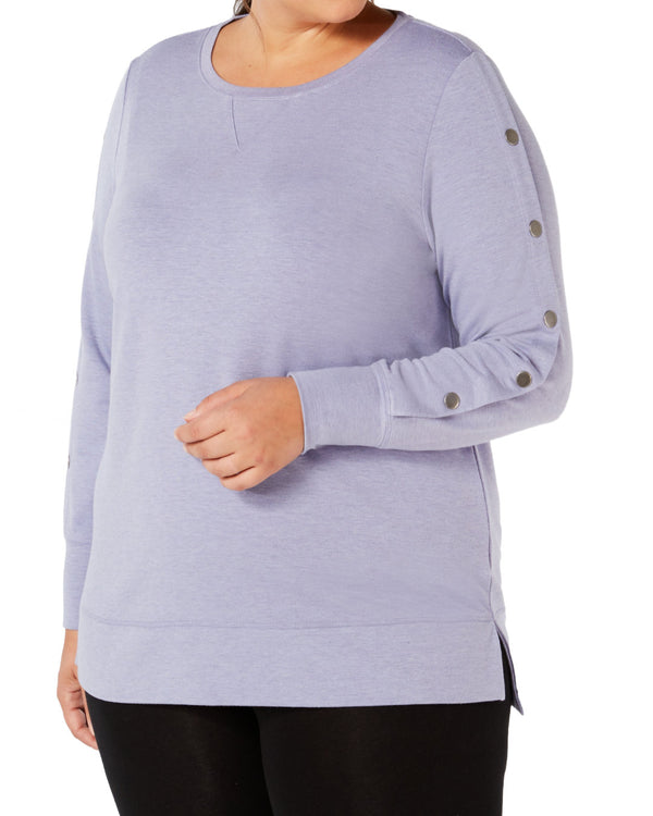 Ideology Womens Plus Size Snap Sleeve Top