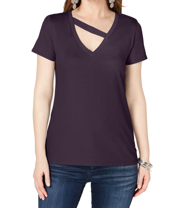 INC International Concepts Womens Cutout V Neck T-Shirt