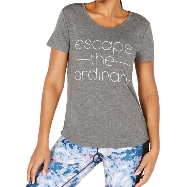 Ideology Womens Escape the Ordinary Graphic V Back T-Shirt