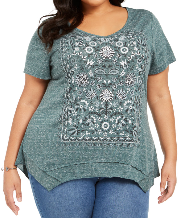 Style & Co Womens Plus Size Graphic Active T-shirt