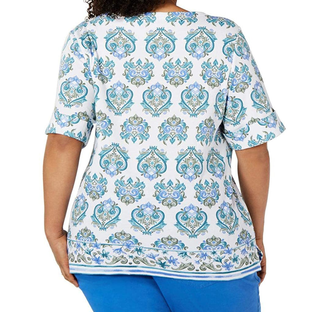 Karen Scott Womens Plus Size Printed T-Shirt