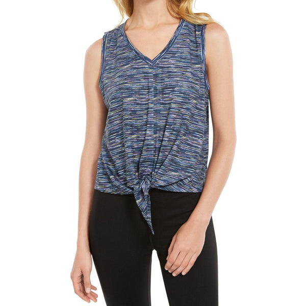 Ideology Womens Striped Tie front Tank Top