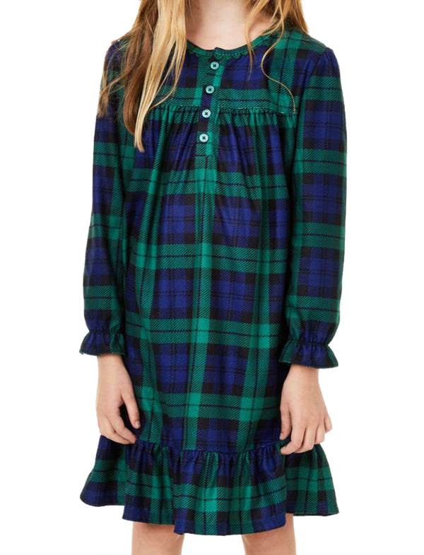 Family Pajamas Little & Big Kids Girls Matching Black Watch Plaid Nightgown