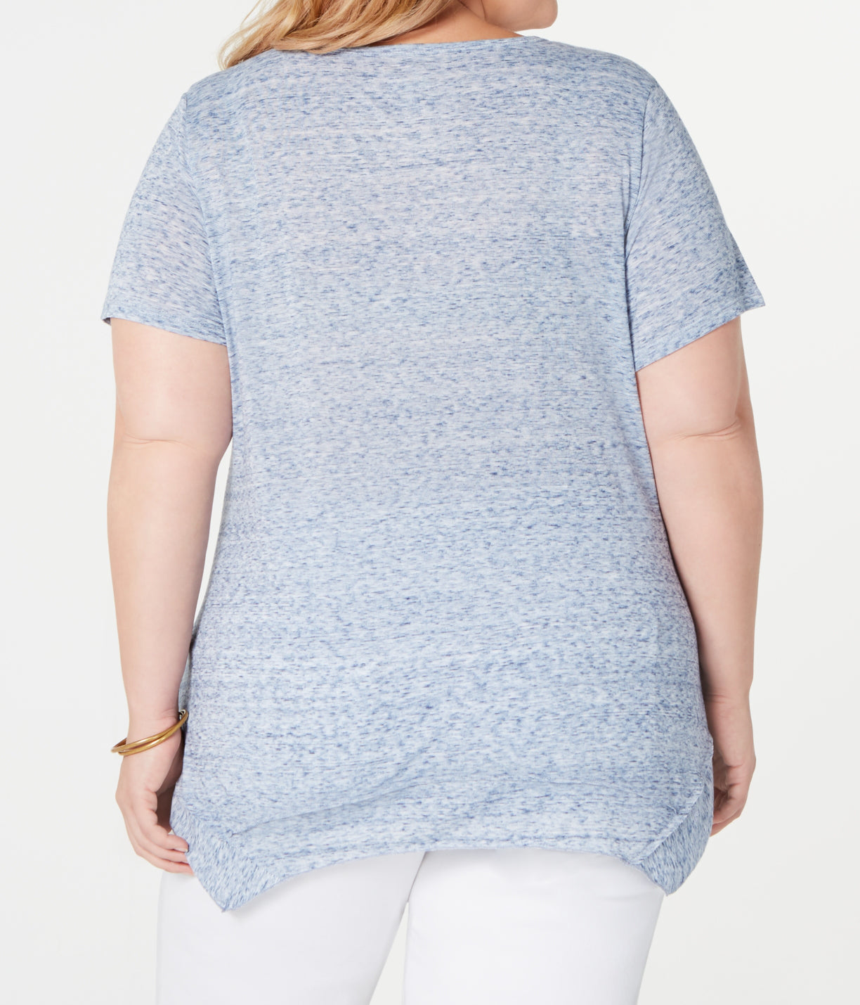 Style & Co Womens Plus Size Graphic Handkerchief Hem T-Shirt