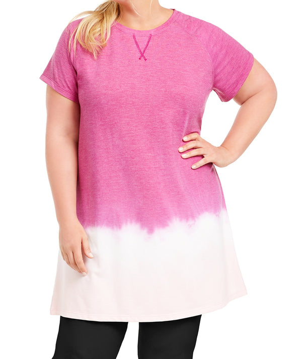 Ideology Womens Plus Size Blurred Tie Dyed T-Shirt Dress