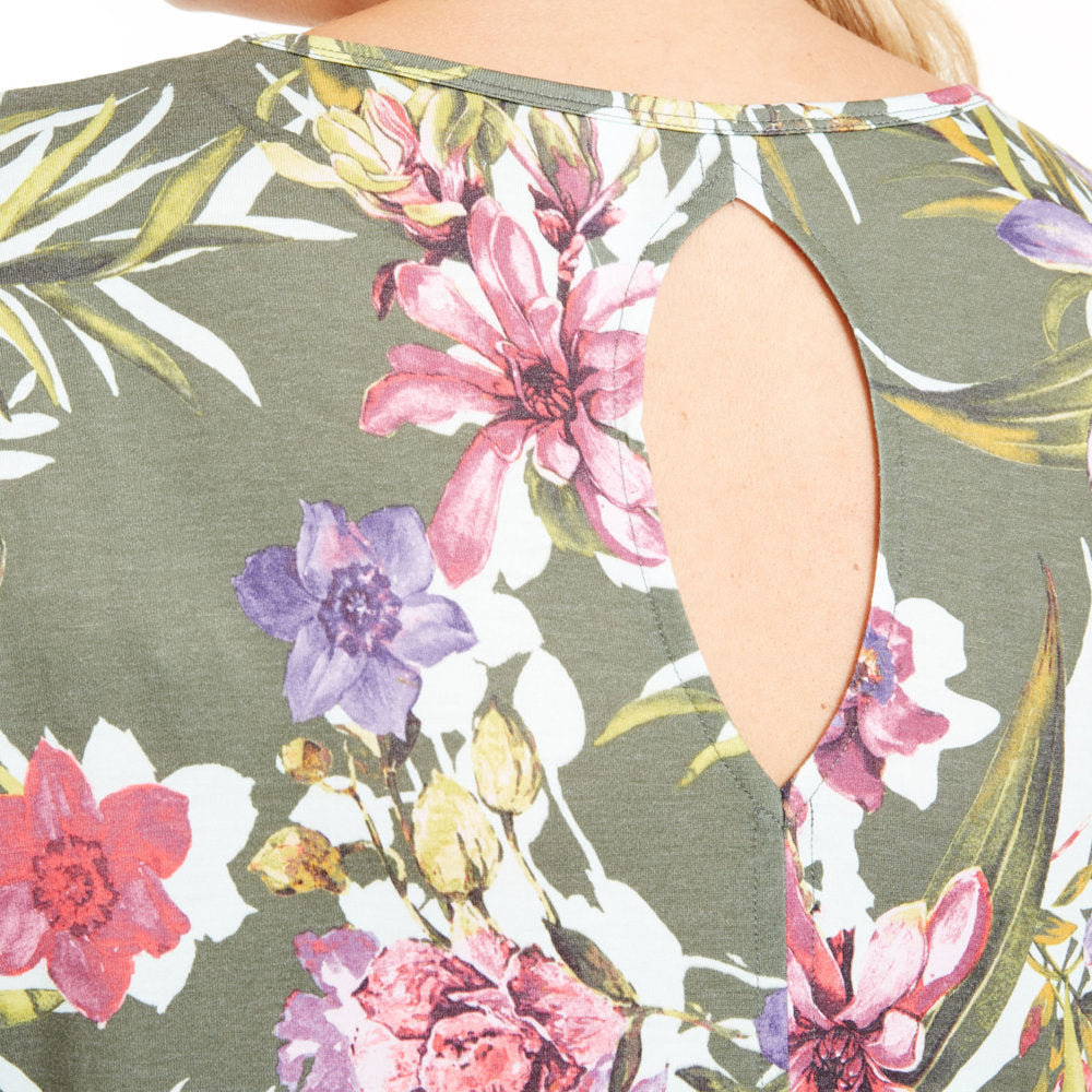 Ideology Womens Plus Size Floral Print Keyhole Back T-Shirt