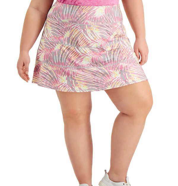 Ideology Womens Plus Size Tropical-Print Tiered Skort
