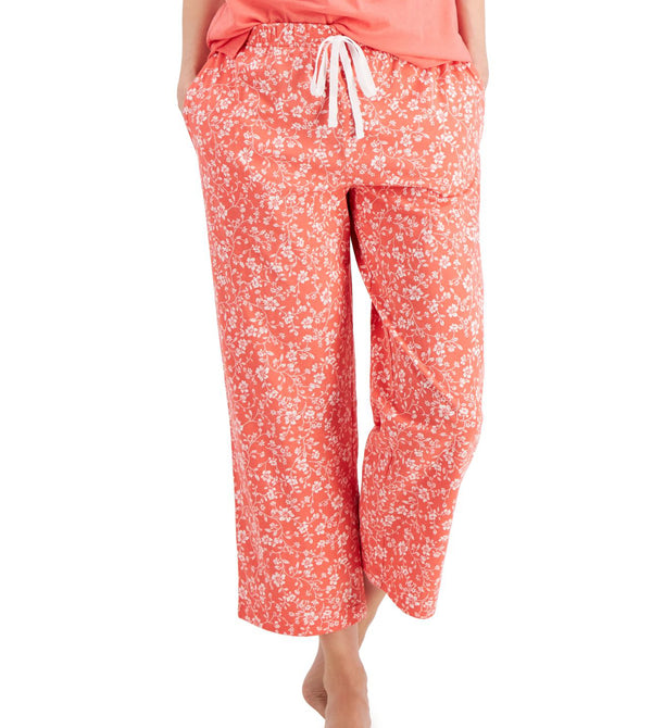 allbrand365 designer brand Womens Cotton Knit Cropped Pajama Pants