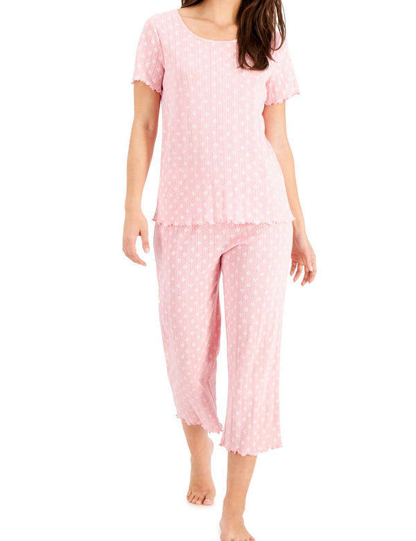 Charter Club Womens Cotton Pointelle Capri Pajama Pants Set