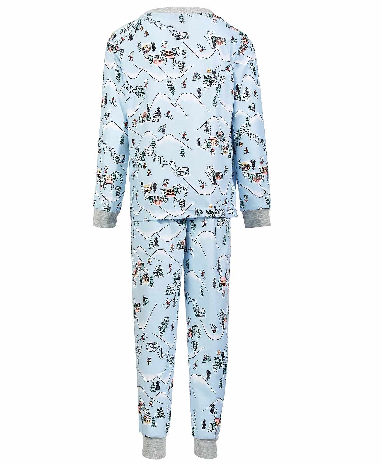 Family Pajamas Little & Big Kids Matching 2 Pieces Ski Mountain Pajama Set