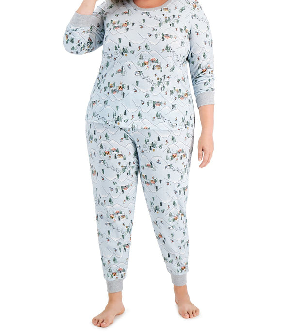 Family Pajamas Womens Matching Plus Size Ski Mountain Pajama Set