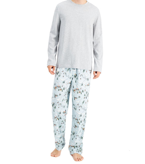 Family Pajamas Mens Matching Ski Mountain Pajama Set