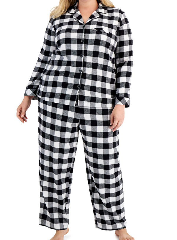 Family Pajamas Womens Matching Plus Size Buffalo Check Cotton Flannel Pajama Set