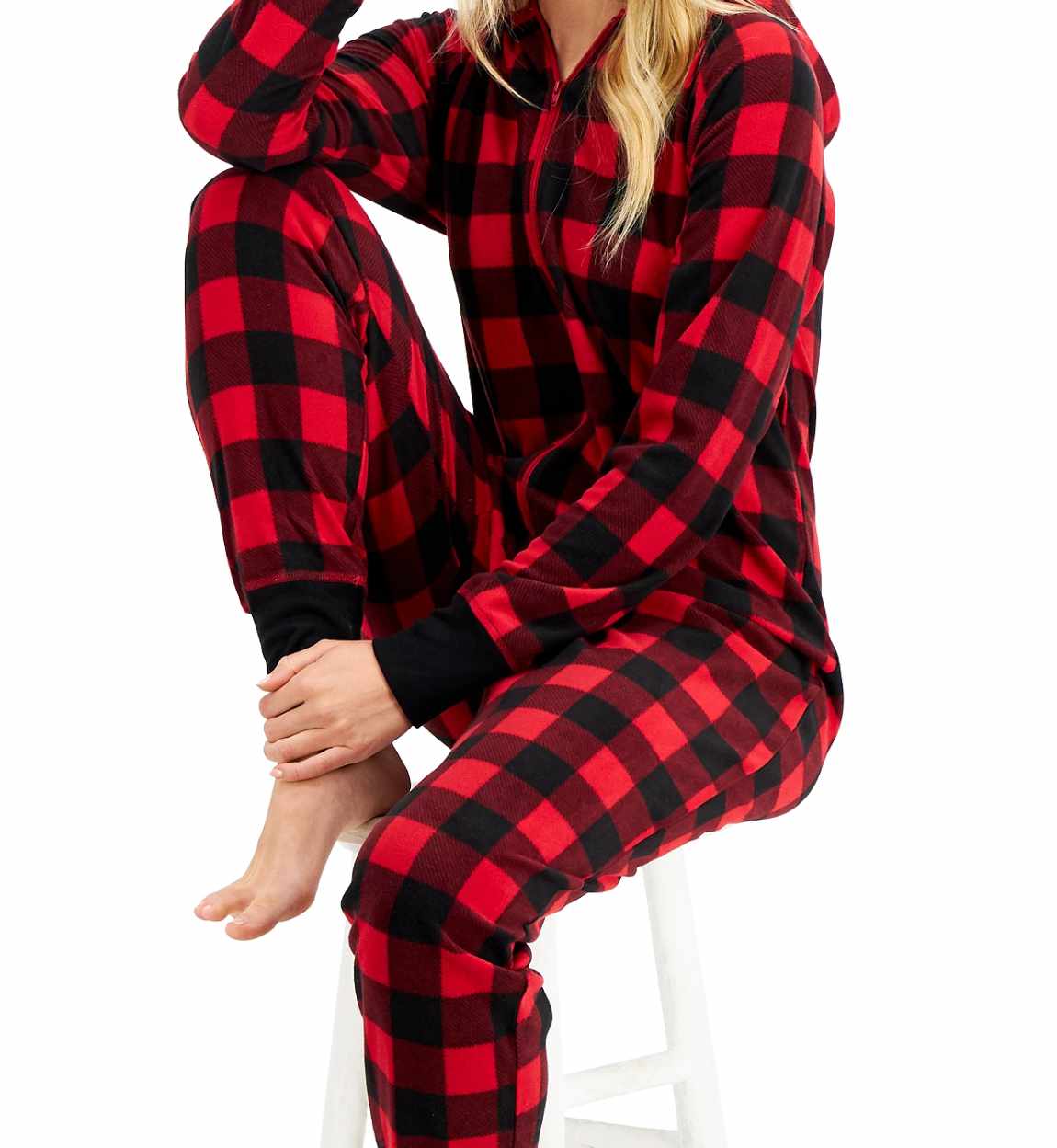 Family Pajamas Big Kids Girls Matching 1 Piece Red Check Printed Pajamas Onsie