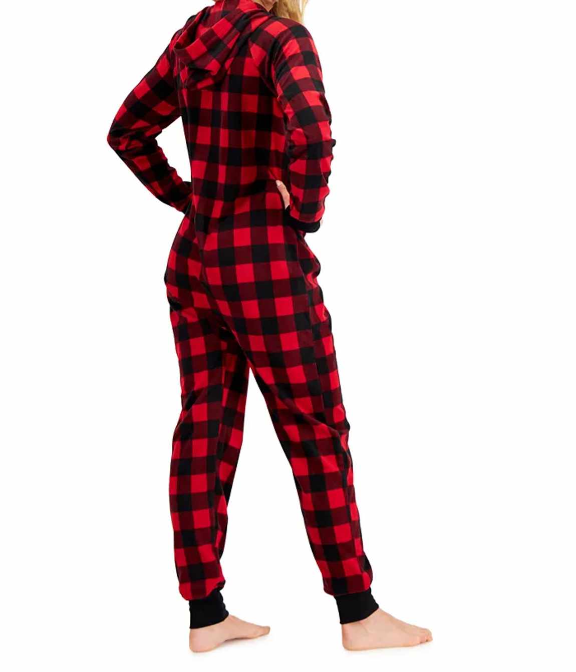 Family Pajamas Big Kids Girls Matching 1 Piece Red Check Printed Pajamas Onsie