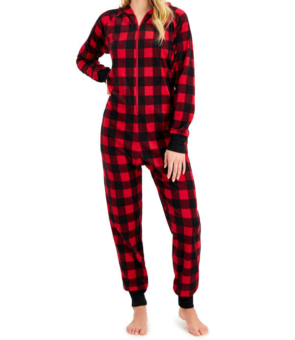 Family Pajamas Womens Matching 1-Piece Red Check Printed Pajamas