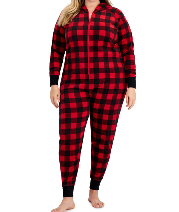 Family Pajamas Womens Matching Plus Size 1 Piece Check Printed Pajamas