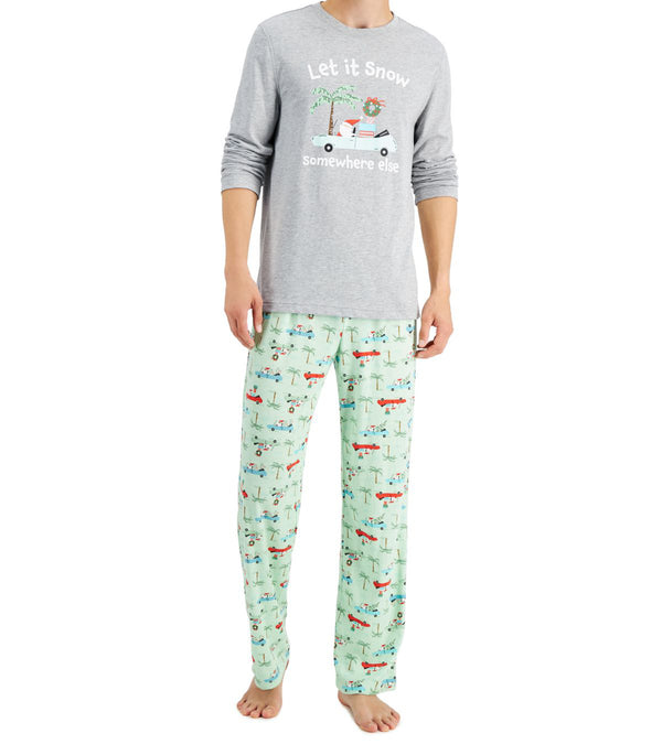 allbrand365 designer Mens Matching Tropical Santa Pajama Set,Tropical Santa,Small