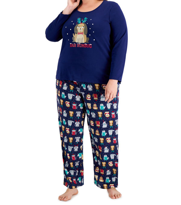 Family Pajamas Womens Matching Plus Size Bah Humbug Pajama Set