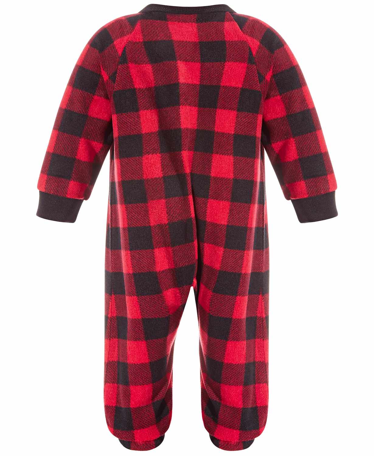 Family Pajamas Baby Matching Red Check Printed Footed Pajamas