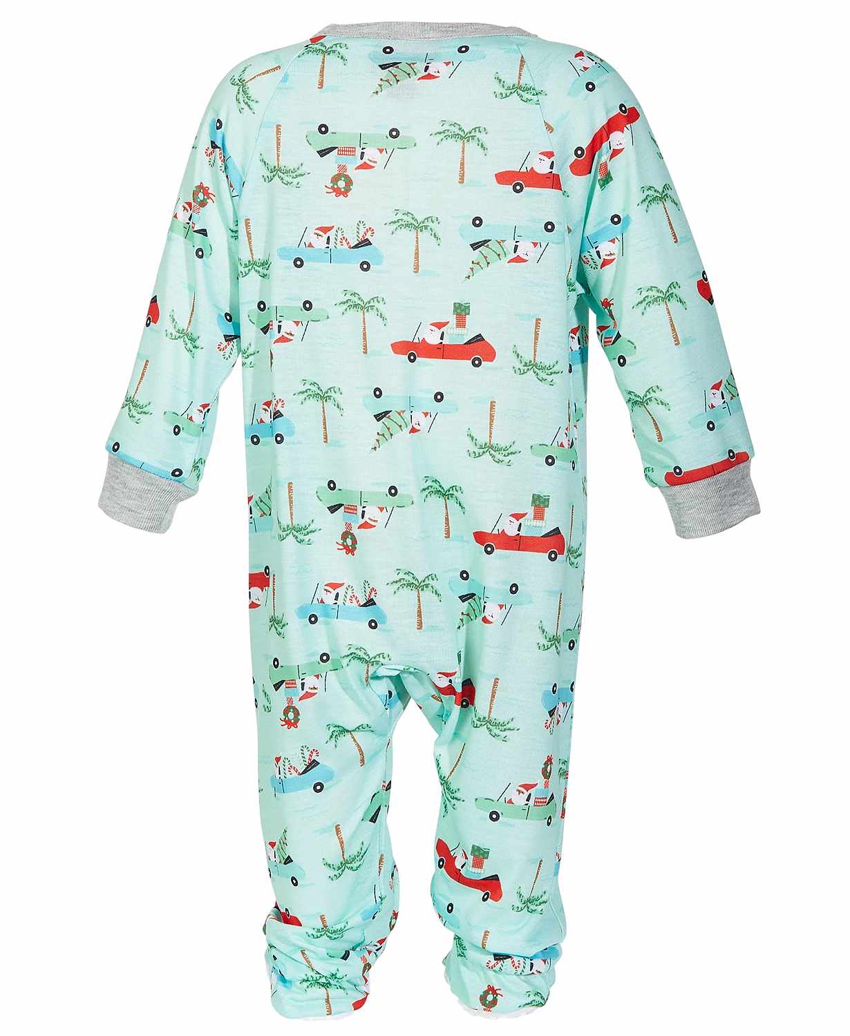 Family Pajamas Baby Matching Tropical Santa Printed Footed Pajama