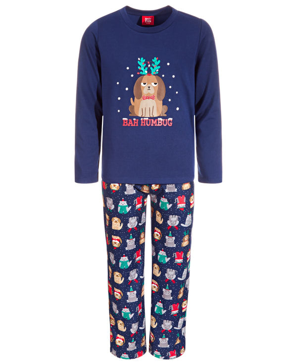Family Pajamas Little & Big Kids Matching 2 Pieces Bah Humbug Pajama Set