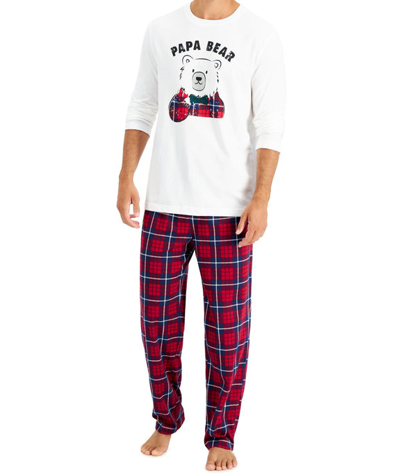 Family Pajamas Mens Matching Papa Bear Novelty Plaid Pajama Set