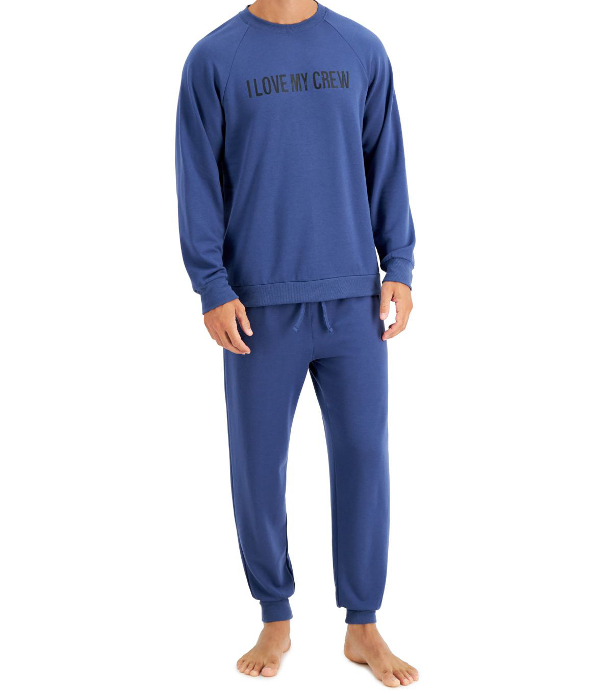 Family Pajamas Mens Matching Crew Love Fleece Sweatshirt & Jogger Pants Pajama Set