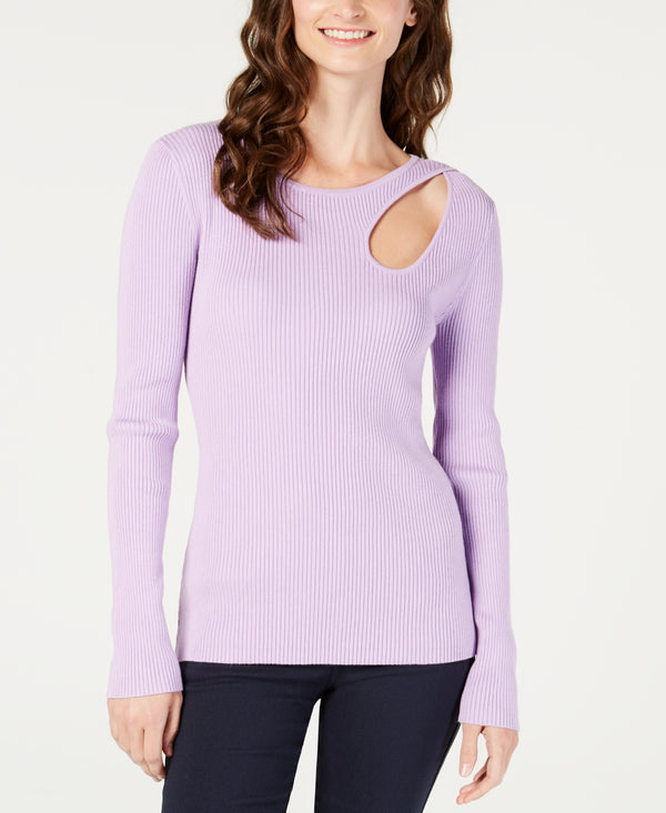 INC International Concepts Womens Ribbed Cutout Sweater