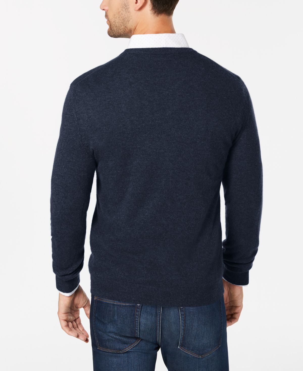 Club Room Mens Cashmere Crew-Neck Sweater,Navy Heather,X-Large