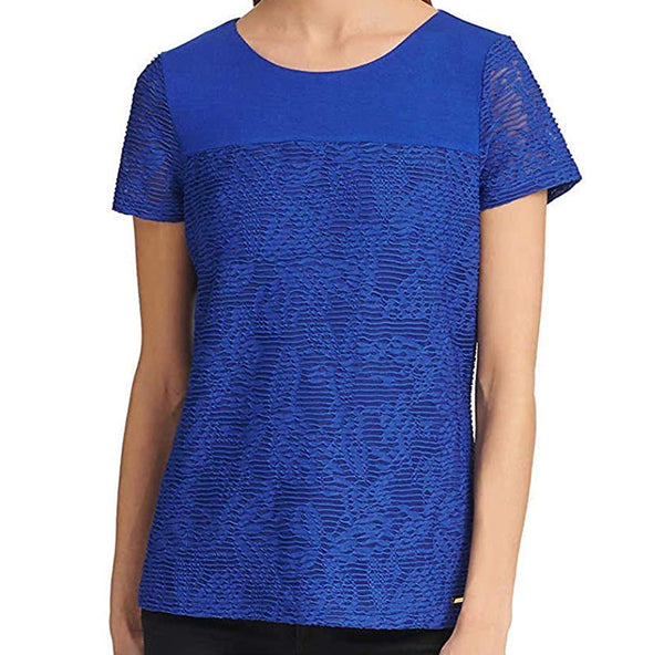 Calvin Klein Womens Stretch Textured Relaxed Fit Tee